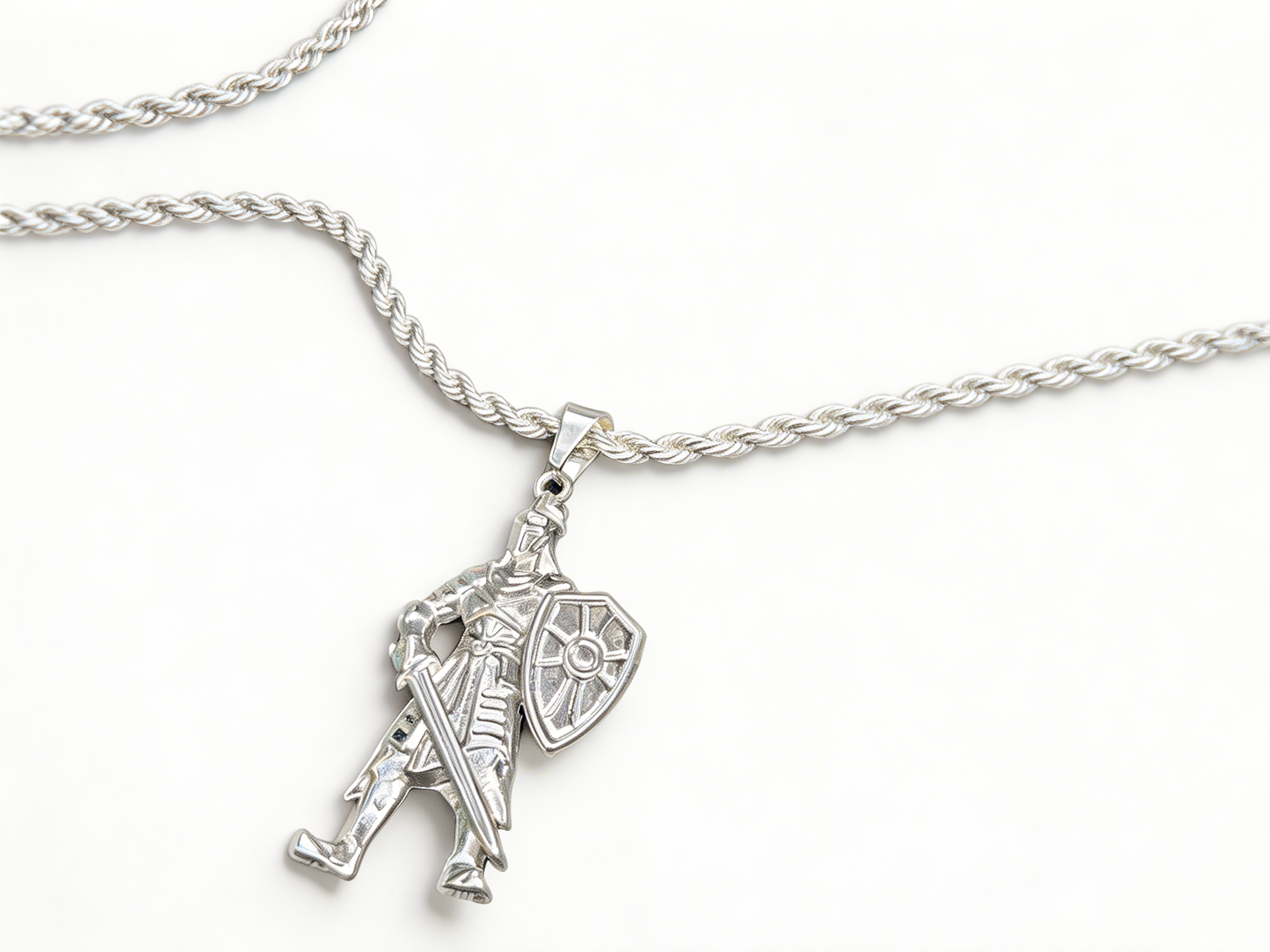 Armor Of God necklace and keychain set (Silver White)