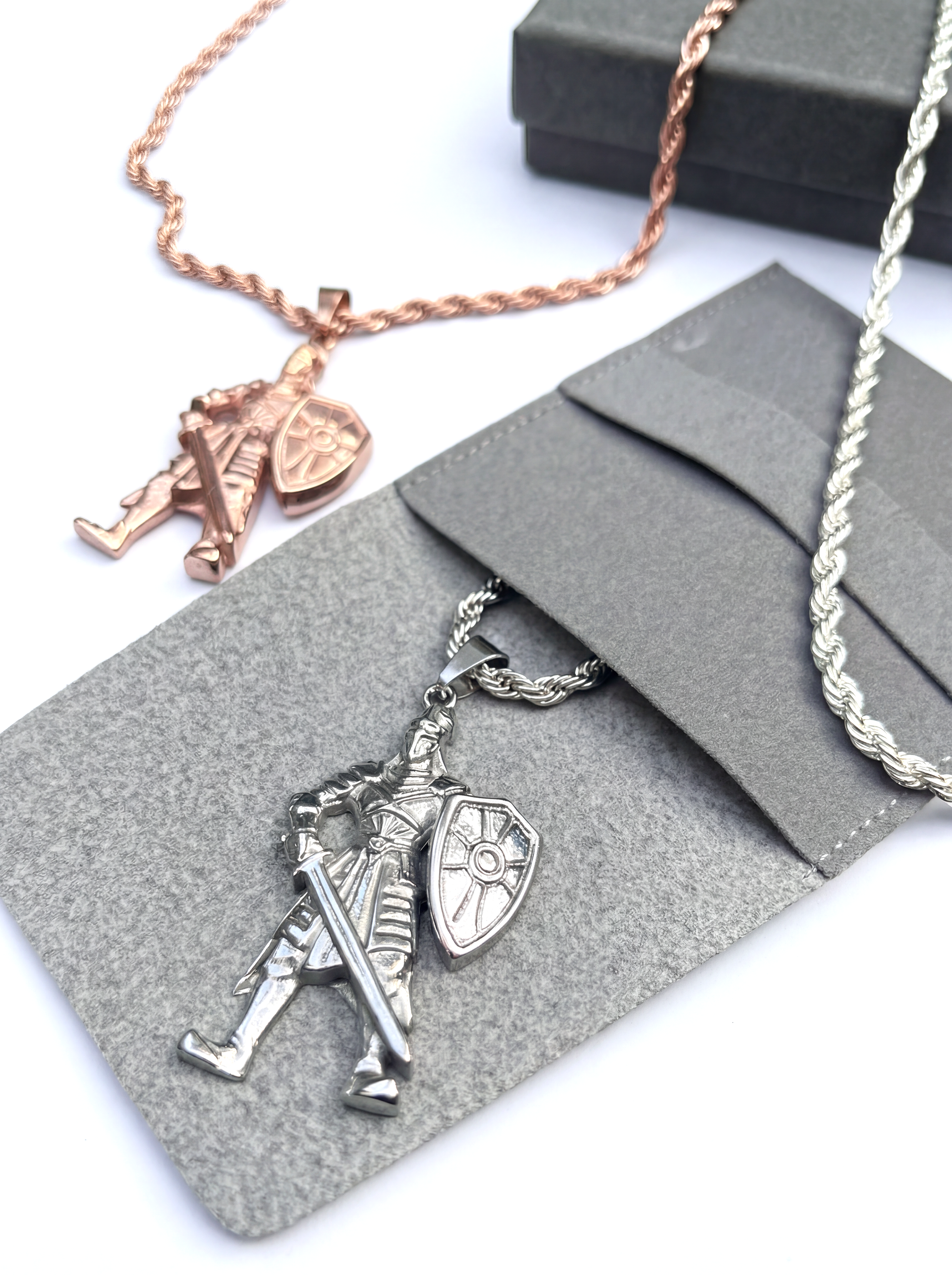 Armor Of God necklace and keychain set (Silver White)
